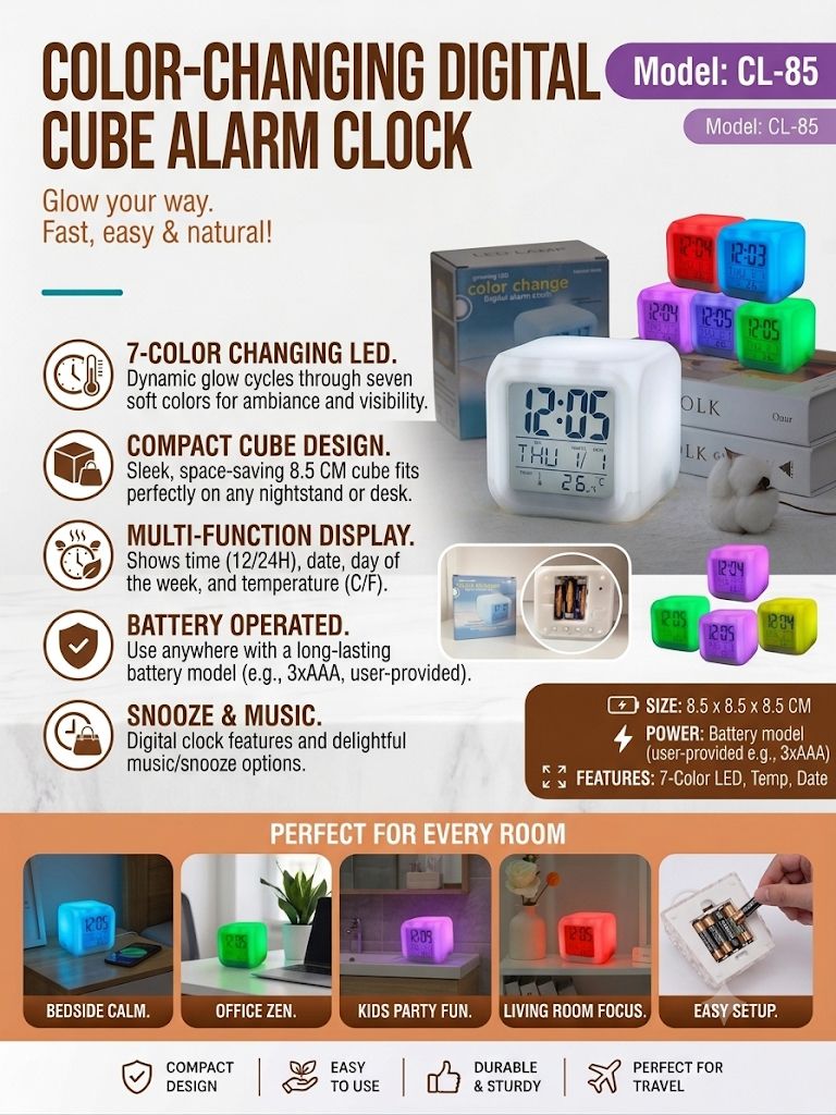 Color Change Digital Alarm Clock