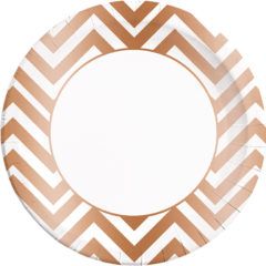 Classic Copper Chevron Paper Plates Large 23cm 8ct