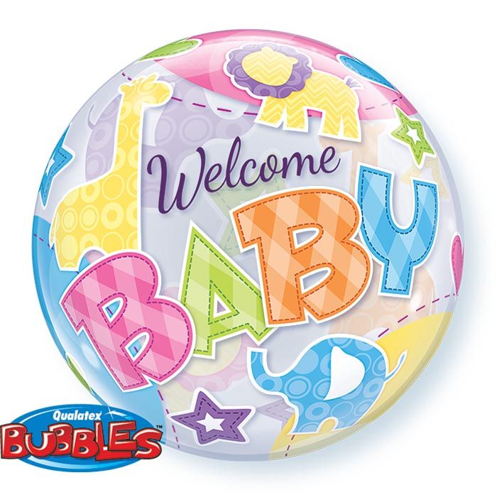 22 INCH SINGLE BUBBLE WELCME BBY ANIMAL PATNS 1CTP