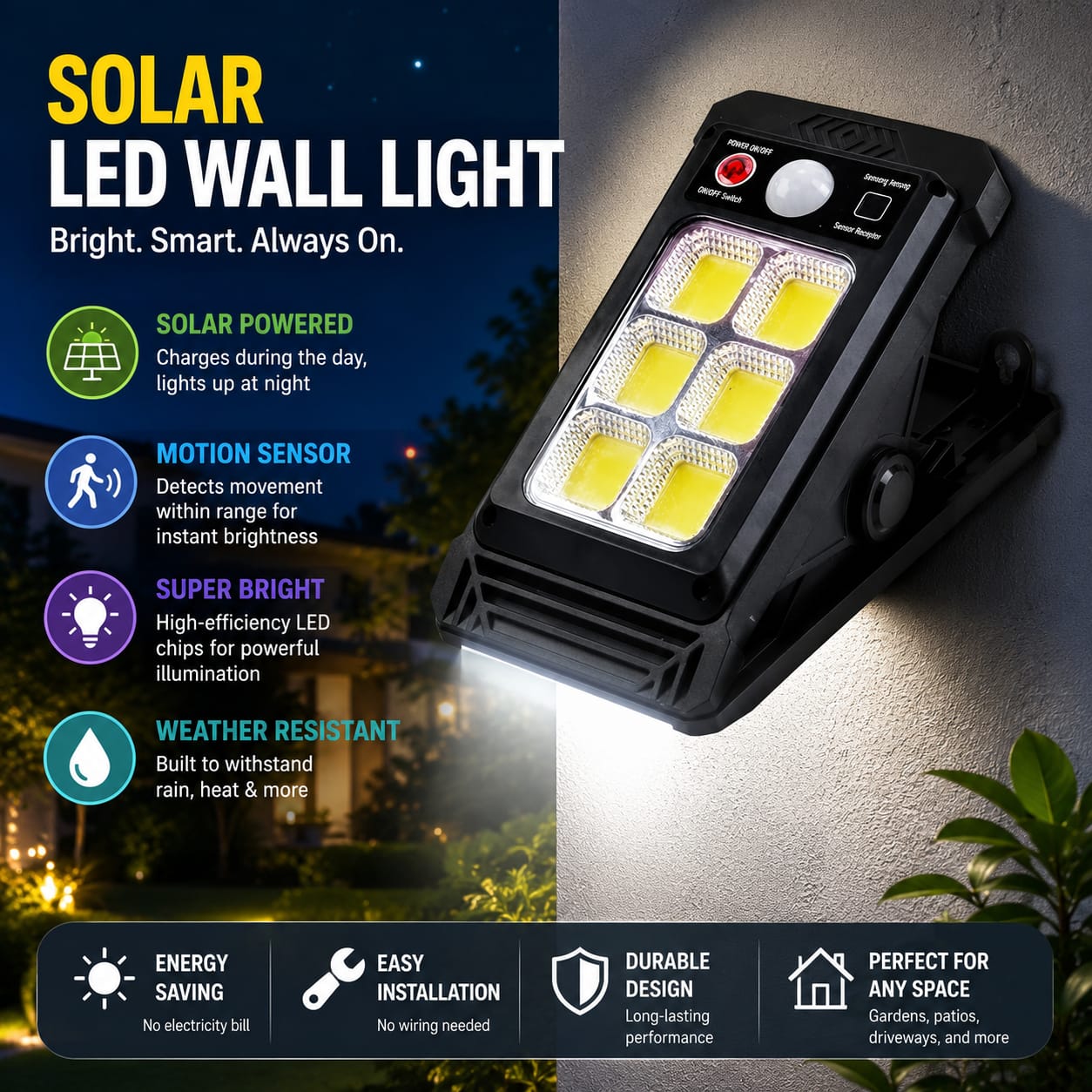 Solar LED Wall Clip Light