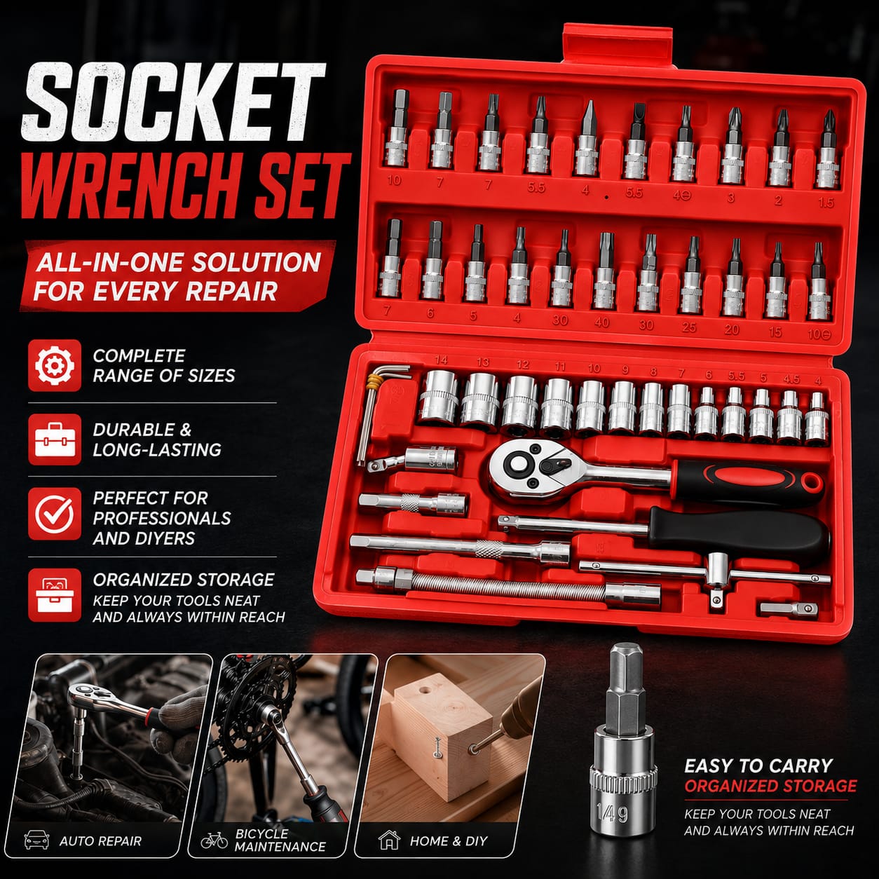 46pc Socket Wrench Set