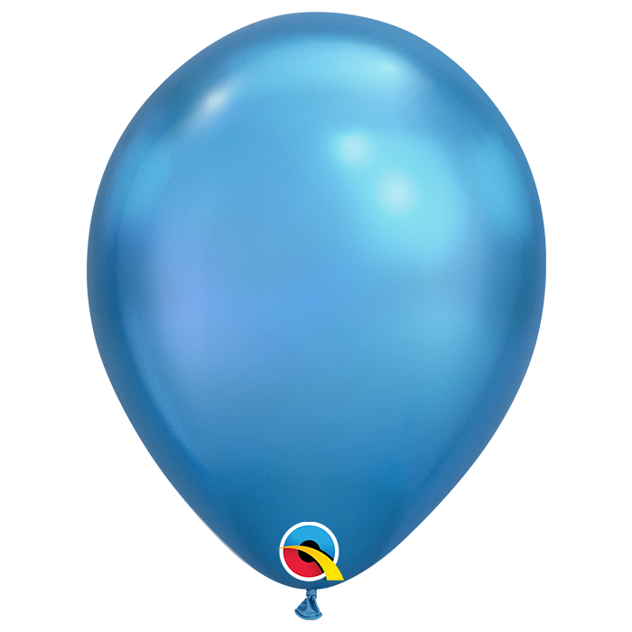 7 INCH LATEX RND CHROME BLUE AIR FILLED 100CT