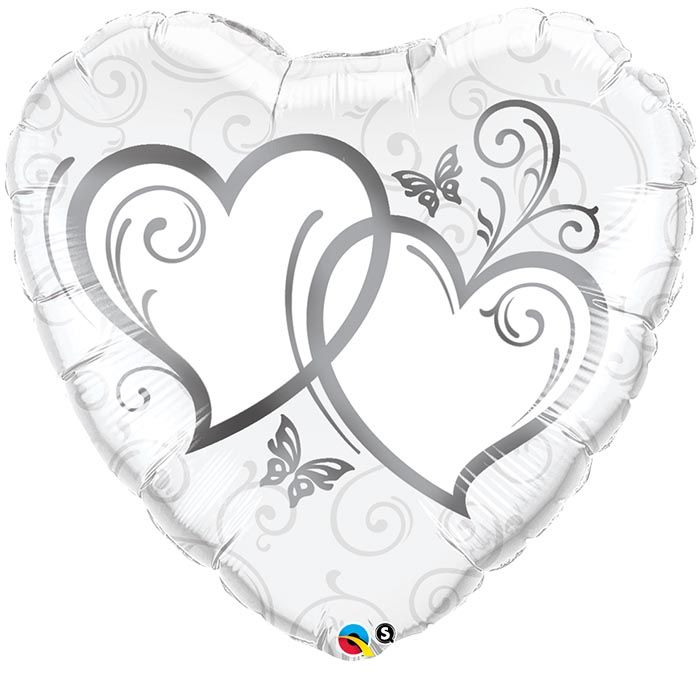 36 INCH FOIL HRT SW ENTWINED HEARTS SILVER 1CTP