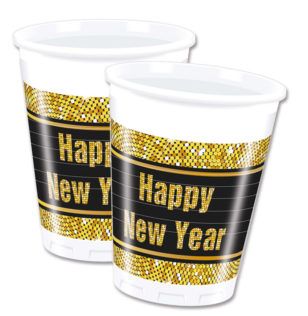 HAPPY NEW YEAR PLASTIC CUPS 200ML 8CT