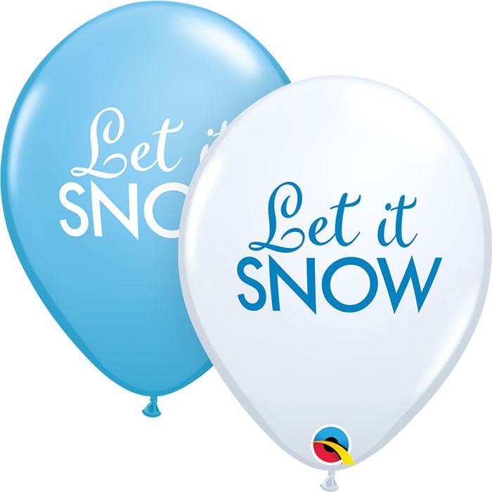 11 INCH LATEX RND LET IT SNOW PRINTED 50CTP