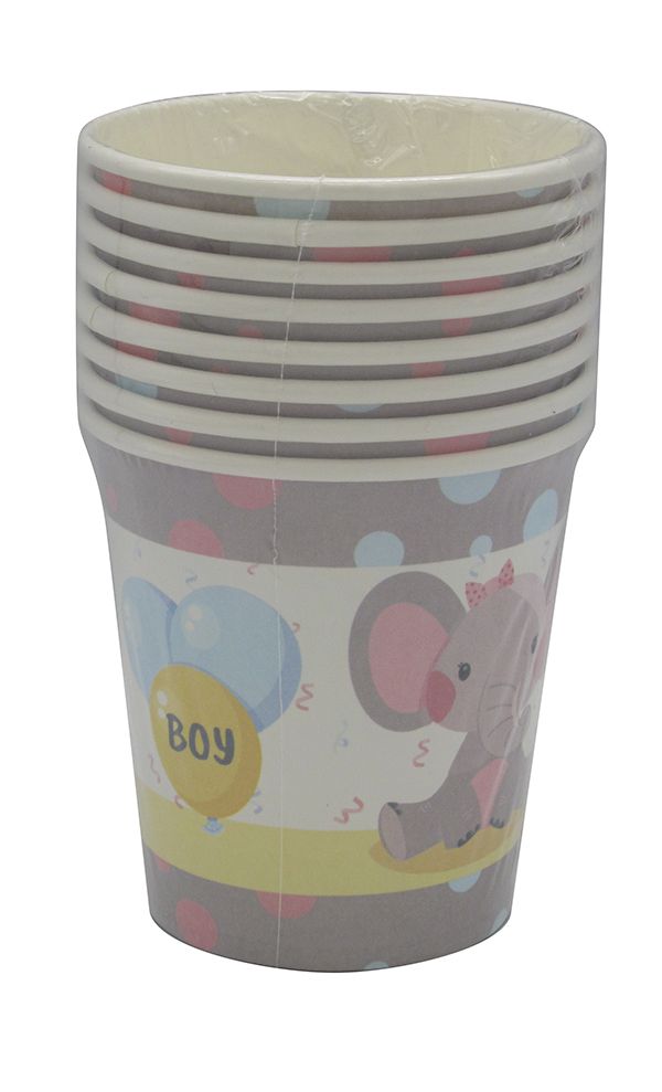 BOY OR GIRL LITTLE ELLIES PAPER CUPS 200ML 8CT