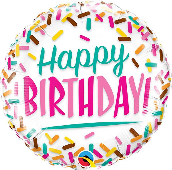 18 INCH FOIL RND BIRTHDAY SPRINKLES 1CTL