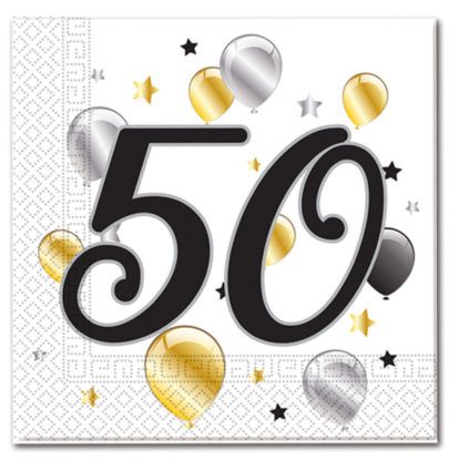 Milestone 50 Bday Balloon & Str Two Ply Npk 20ct