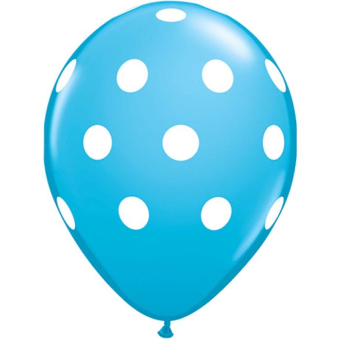 11 INCH LATEX RND ROBIN EGG PRT POLKA DOT 50CTP