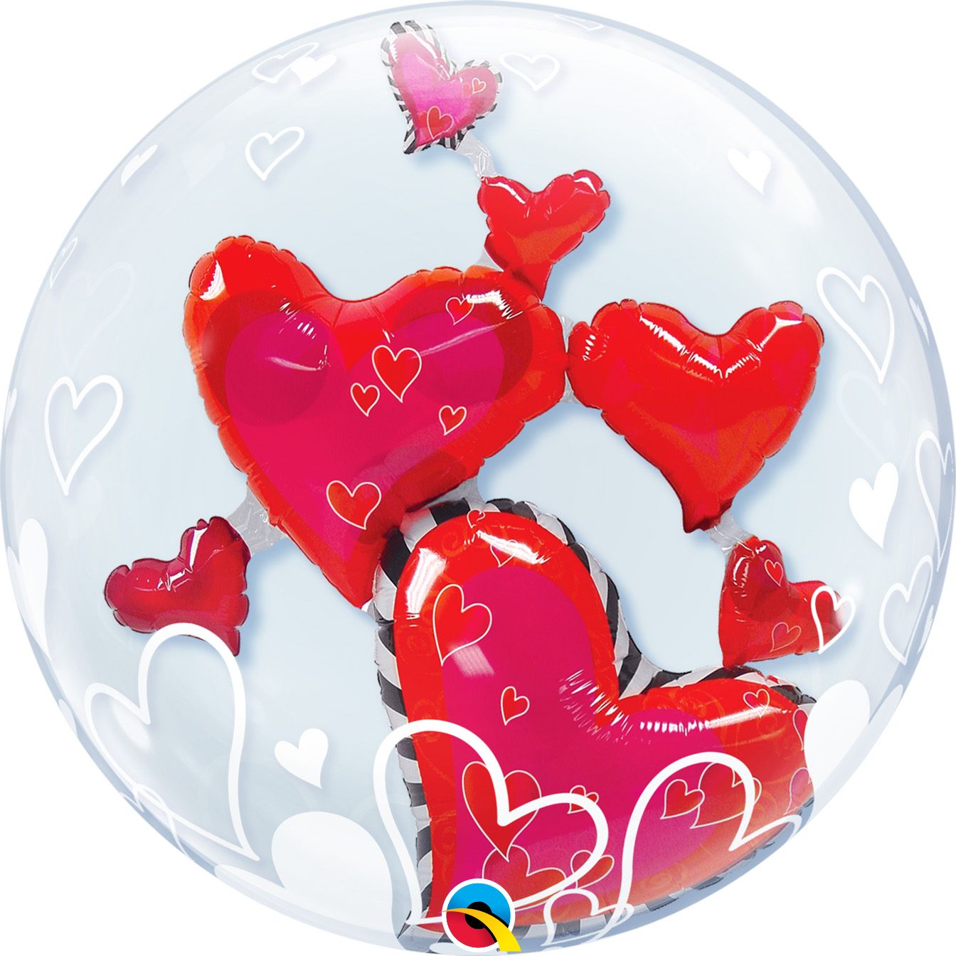 24 INCH ROUND BUBBLE LOVELY FLOATING HEARTS 1CTP