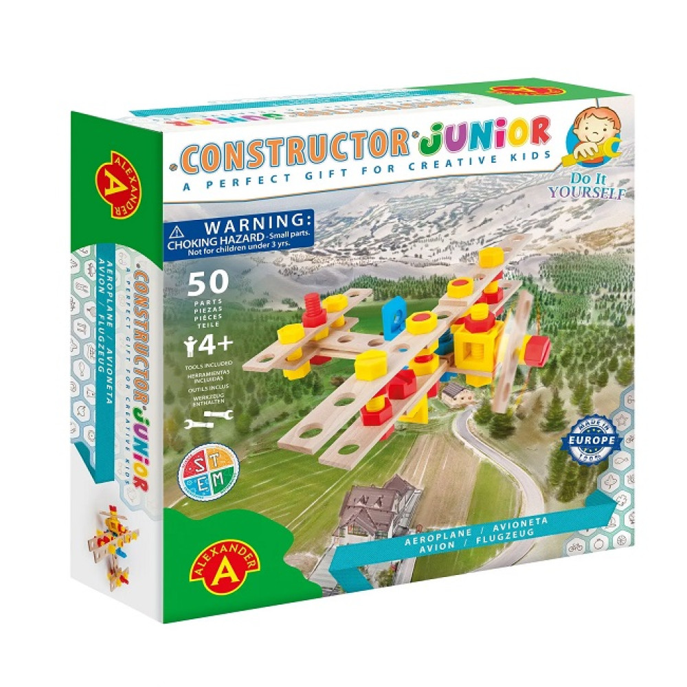 Constructor Junior Aeroplane Wooden Construction Building Kit
