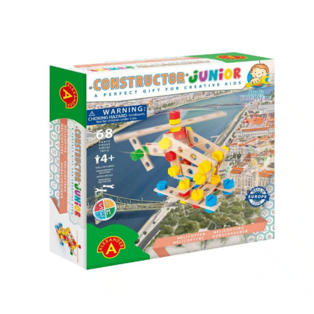 Constructor Junior Helicopter Wooden Construction Building Kit