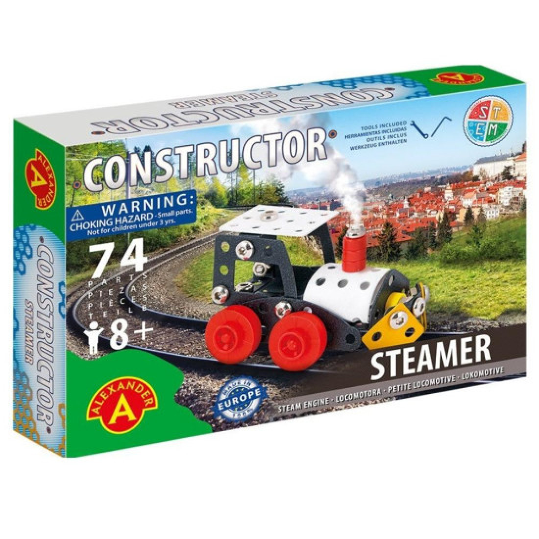 Constructor Steam Engine Metal Construction Building Kit – 74 Pieces
