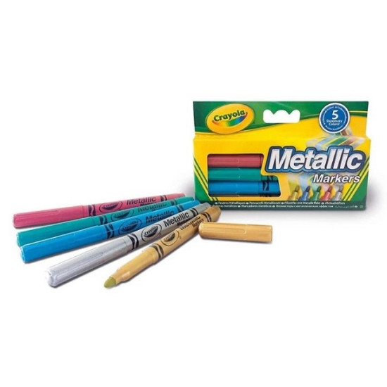 Crayola 5 Metallic Markers – Shimmer Effect Craft & Art Marker Set