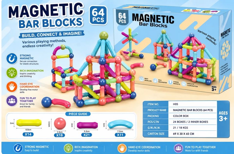 Magnetic Bar Blocks Sets