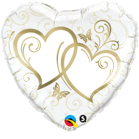 18 INCH FOIL HRT ENT WINED HEARTS GOLD 1CTP
