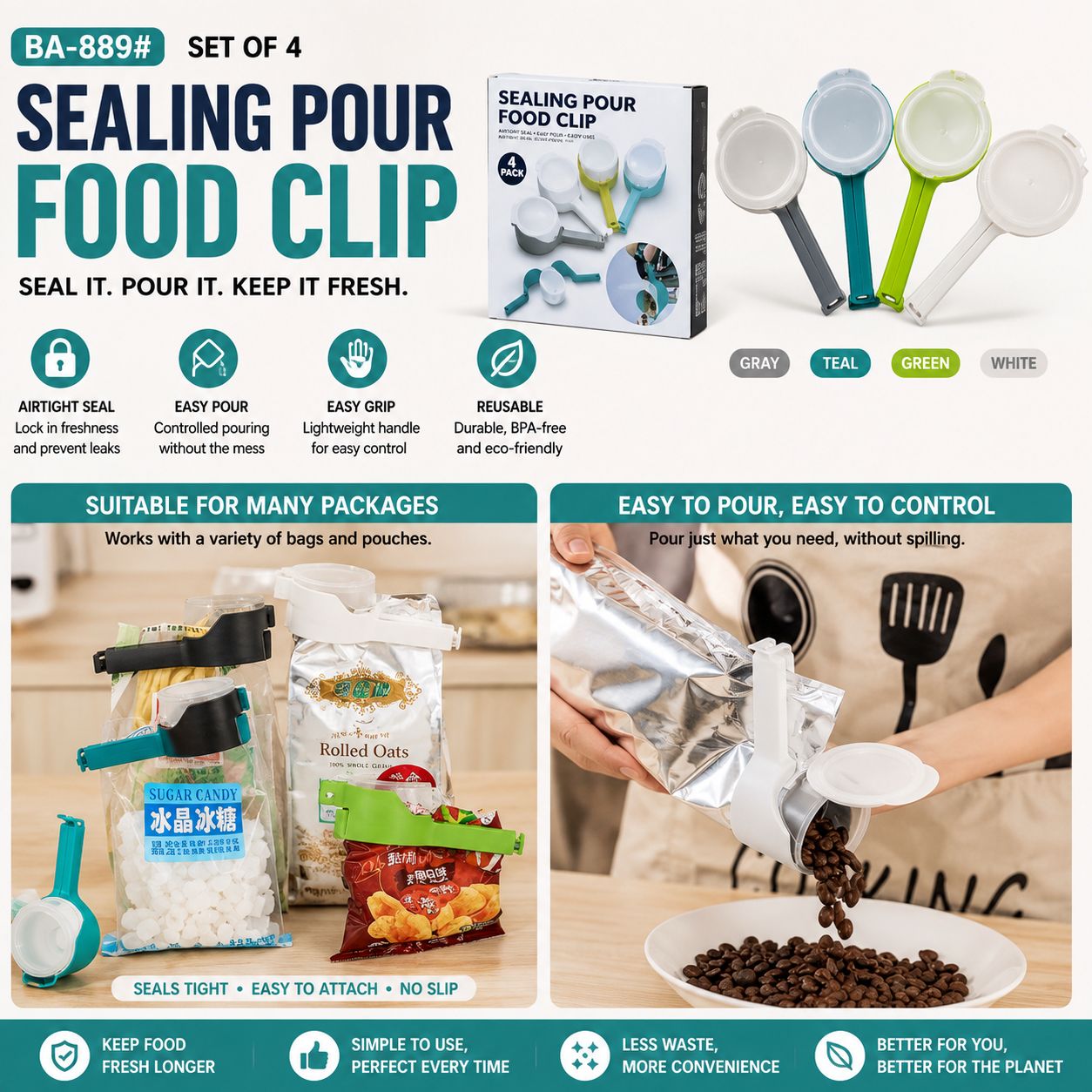 SEALING POUR FOOD CLIP