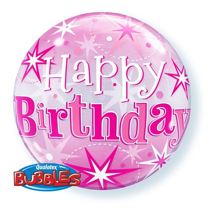 22 INCH SINGLE BUBBLE BDY PNK STARBURST SPRKL 1CTP