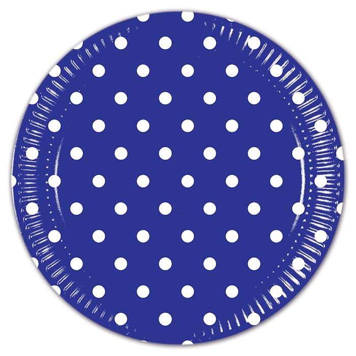 BLUE ROYAL DOTS PAPER PLATE LARGE 23CM 8CT