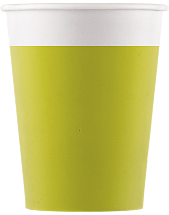 SOLID LIME GREEN PAPER CUPS 200ML 8CT