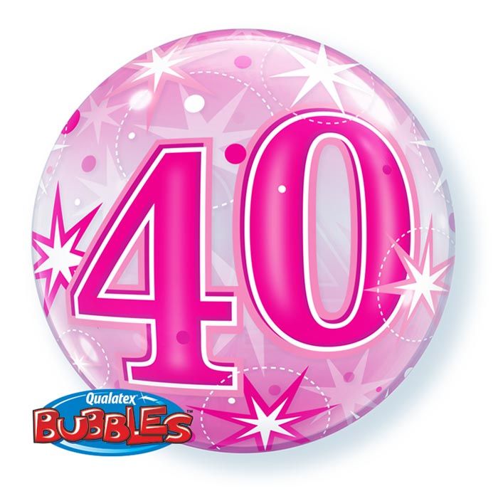 22 INCH SINGLE BUBBLE 40 PNK STARBURST SPRKLE 1CTP