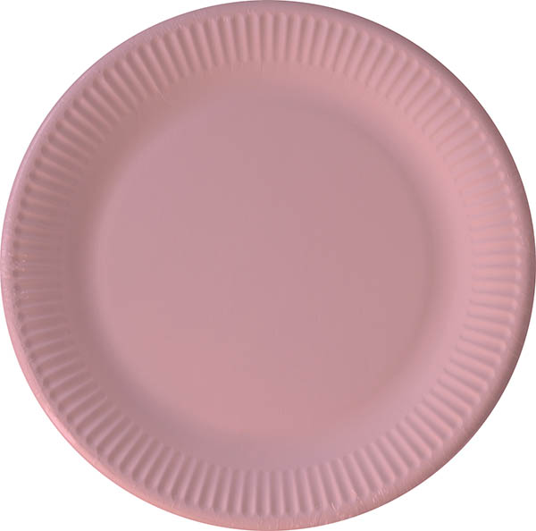 SOLID PINK PAPER PLATES LARGE 23CM 8CT