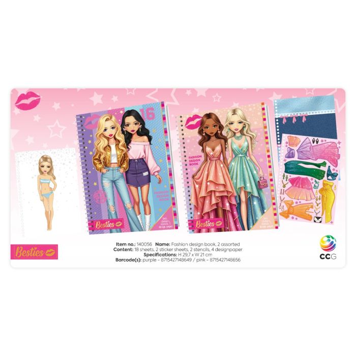 Besties Fashion Design Book Sticker N Station Set