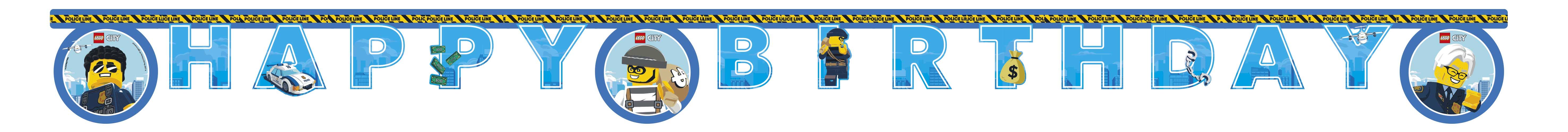LEGO CITY HAPPY BIRTHDAY PAPER DIE-CUT BANNER 1CT