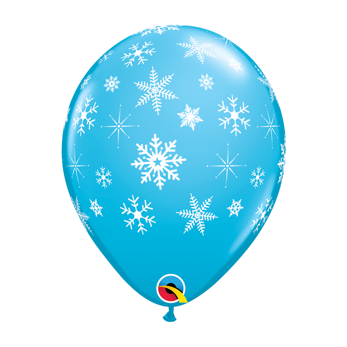 11 INCH LATEX RND SNOWFLAKES & SPARKLES 50CTP