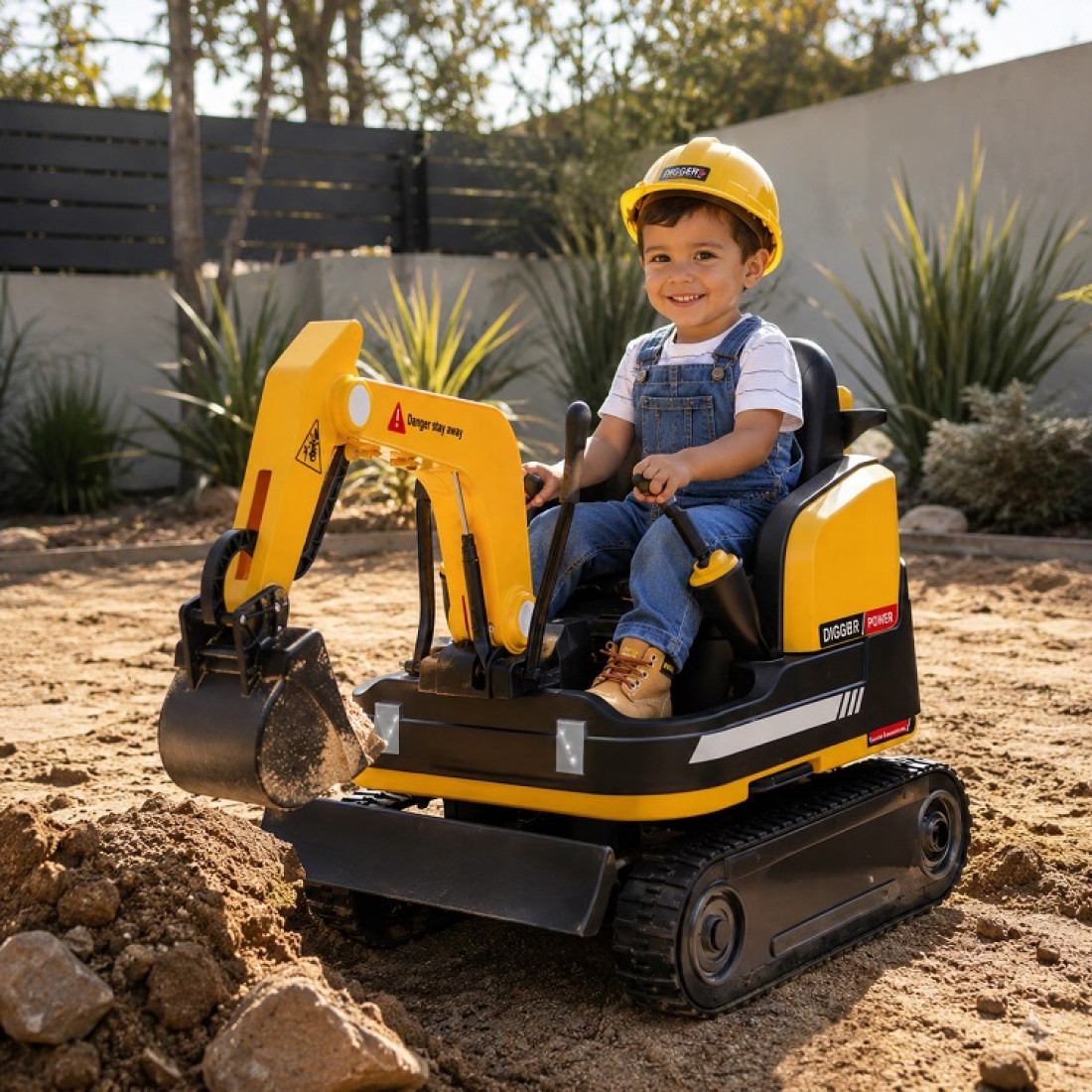 DLS-X7 Kids Ride-On Excavator 12V Electric Ride-On Digger with Remote Control