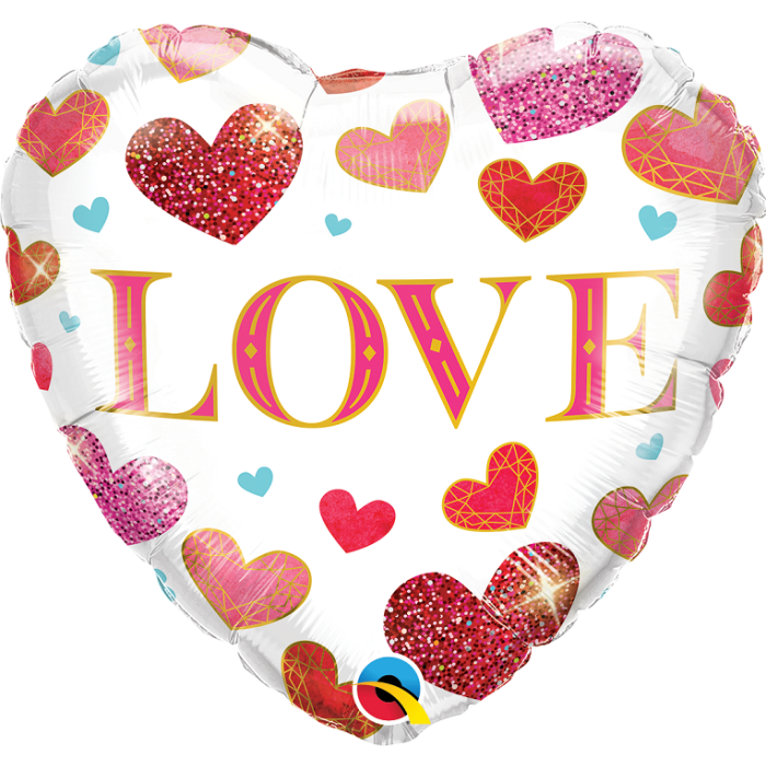 18 INCH FOIL HRT LOVE JEWEL HEARTS 1CTP