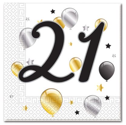MILESTONE 21 BDAY BALLOON & STR TWO PLY NPK 20CT