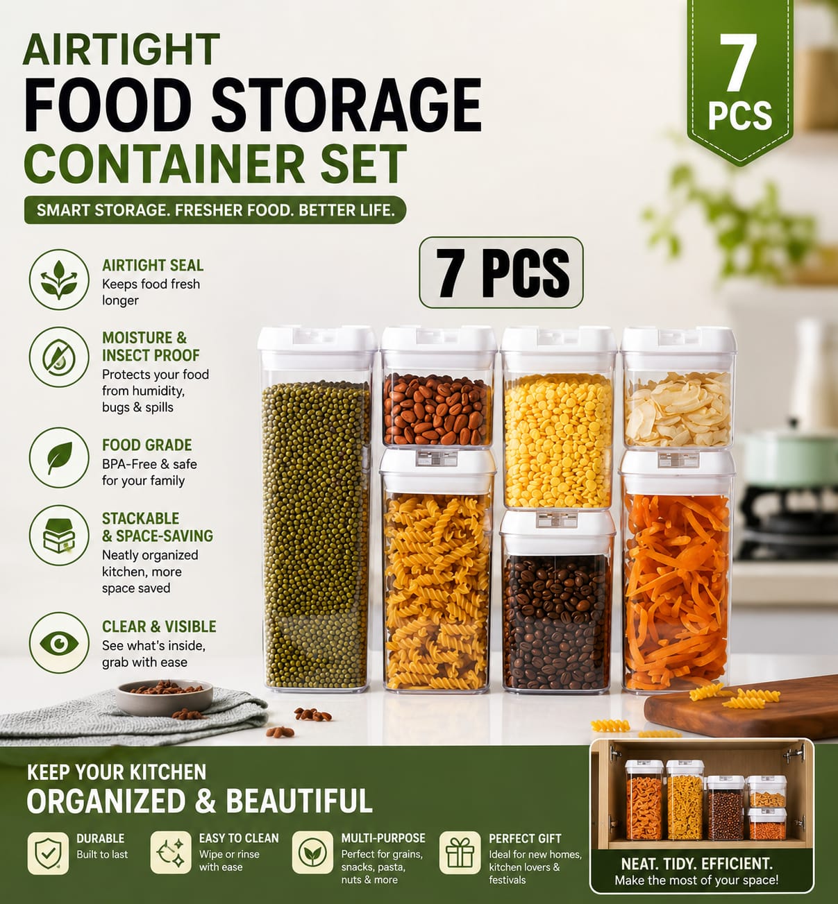 Easy Lock Airtight Food Storage Container 7 Piece