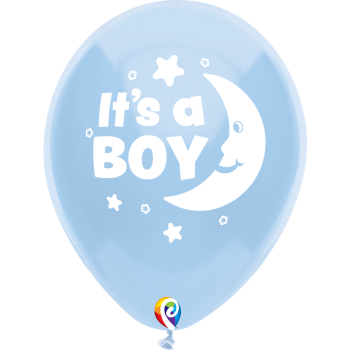 FS 9 INCH LATEX IT’S A BOY MOON BABY BLUE 12CTP