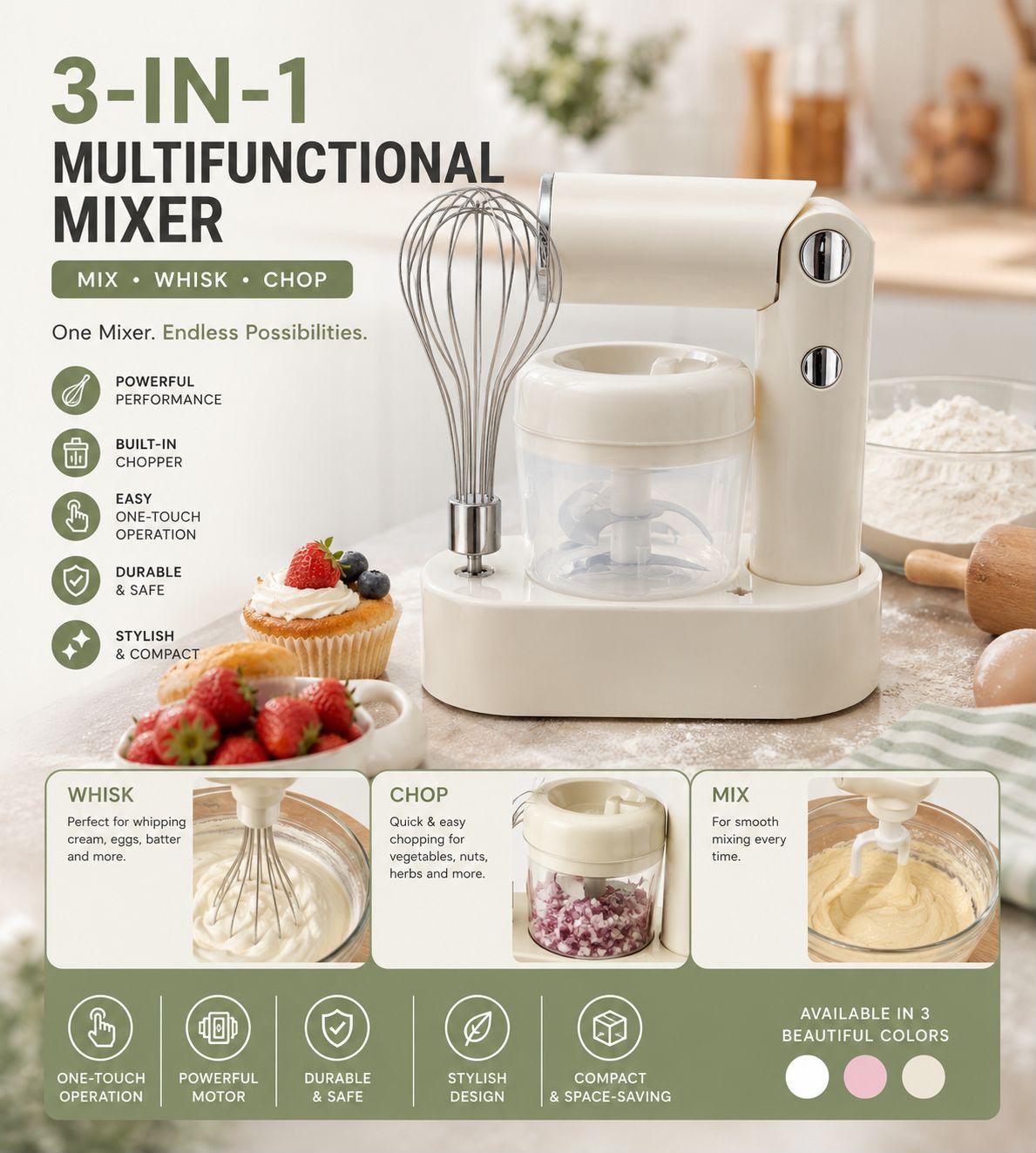 3 In 1 Wireless Food Processor