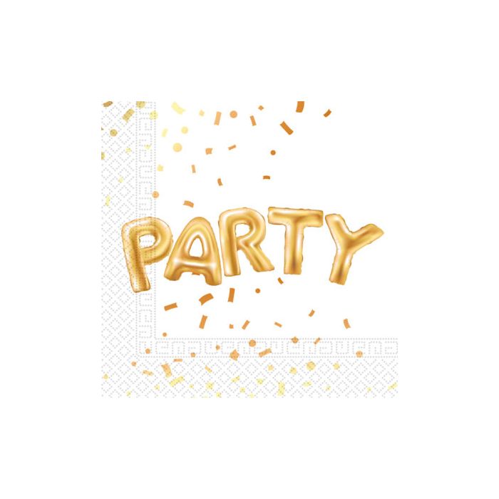 Gold Party Two Ply Paper Napkins 33x33cm 20ct