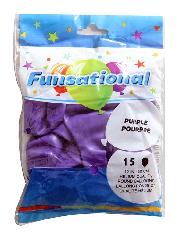 FS 12 INCH LATEX STANDARD COLOUR PURPLE 15CTP