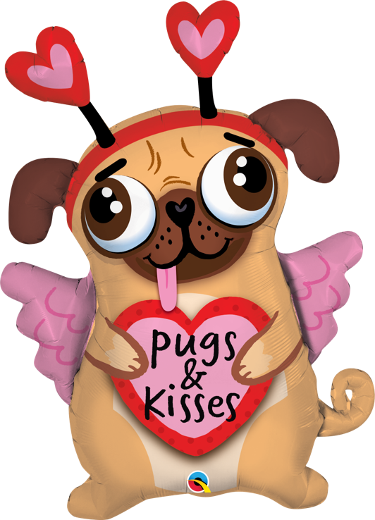36 INCH FOIL PUGS AND KISSES 1CTP