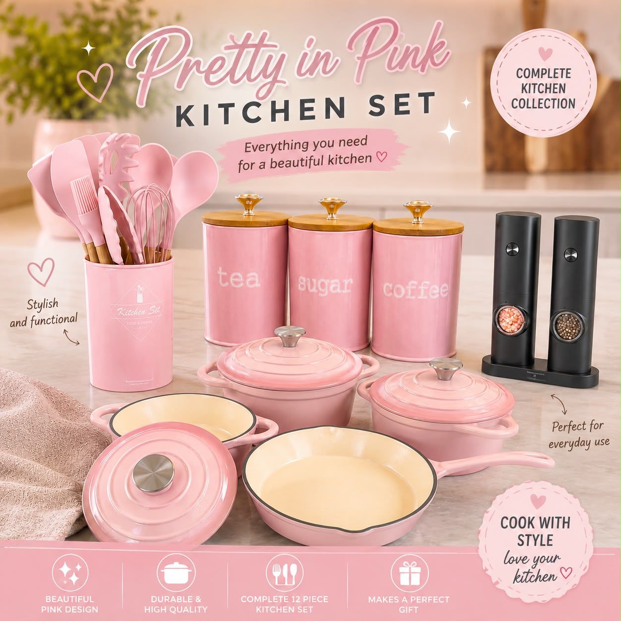 Pretty In Pink Kitchen Set