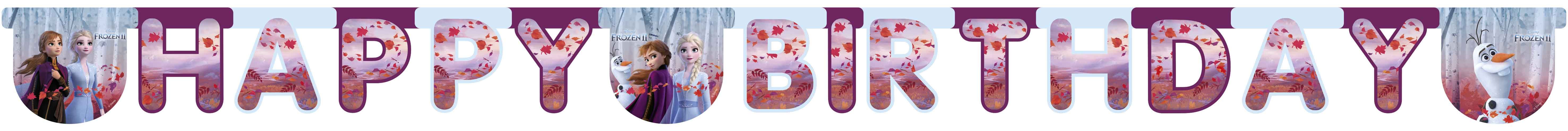 FROZEN II SPARKL HAPPY BDAY LTR DIE CUT BANNER 1CT