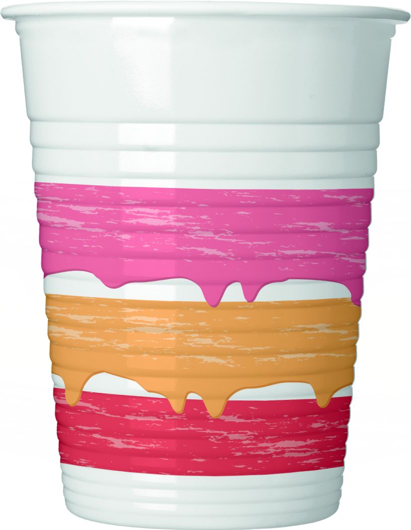 BIRTHDAY CAKE PLASTIC CUPS 200 ML 8CT