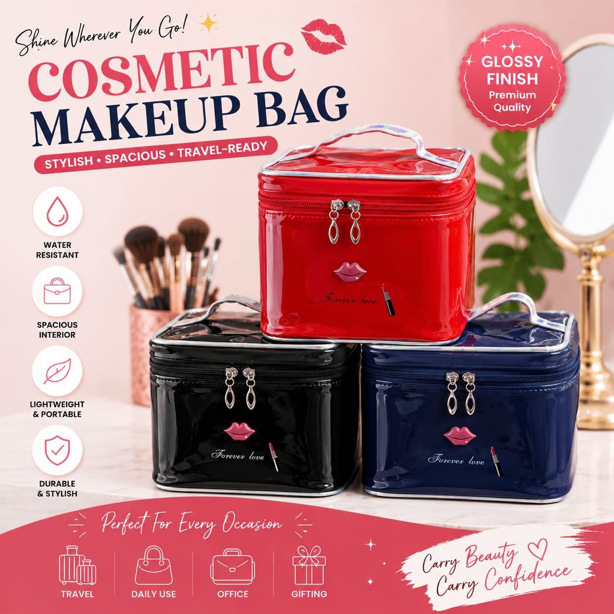 Glossy Cosmetic Makeup Bag