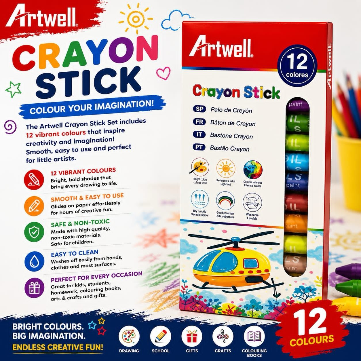 12PC Crayon Stick