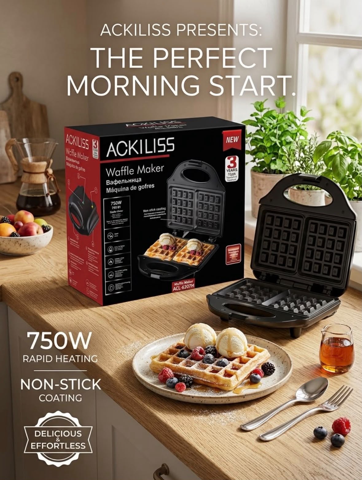 ACKILISS BELGIAN WAFFLE MAKER