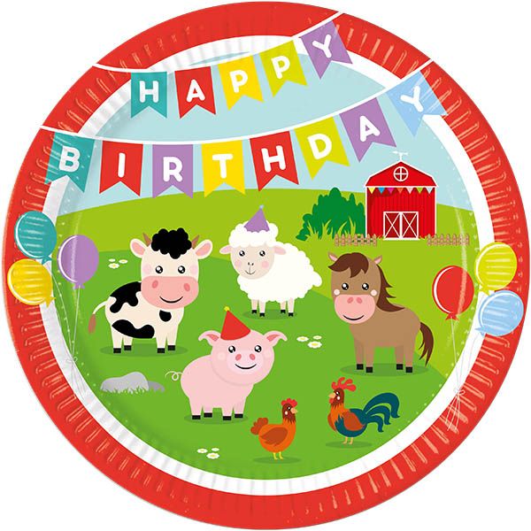 FARM PAPER PLATES LARGE 23CM 8CT