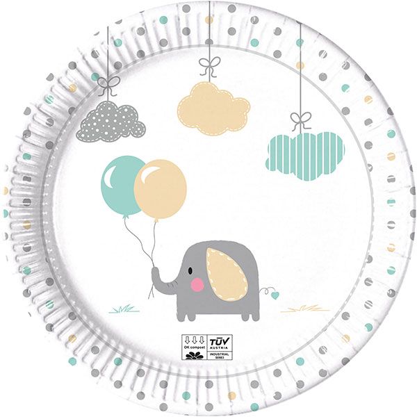 ECO COMP ELEPHANT BABY PPR PLTS LRGE 23CM 8CT