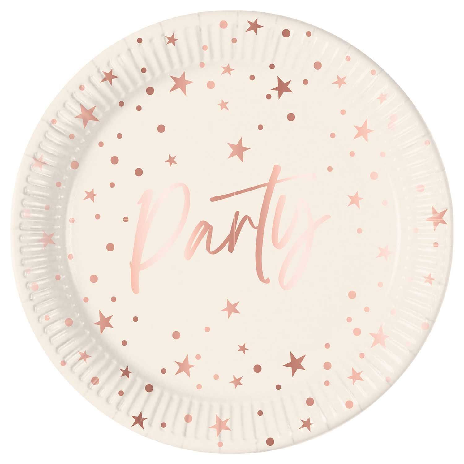 ROSE GOLD PAPER PLATES LARGE 23CM 8CT