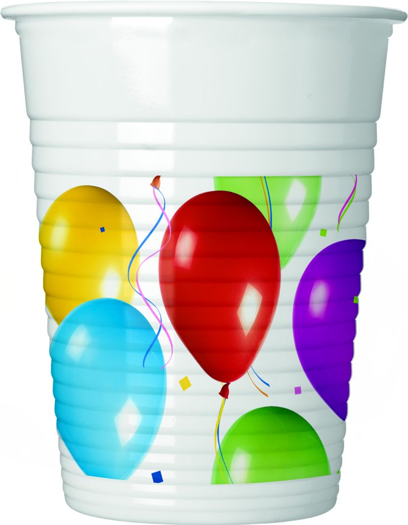 BALLOONS FIESTA PLASTIC CUPS 200 ML 10CT