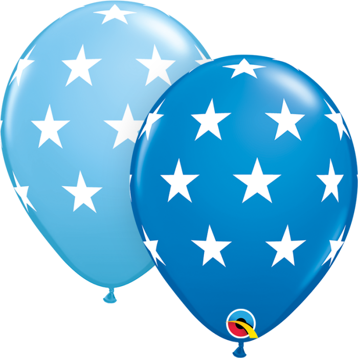 11 INCH LATEX RND BLUE&PBLUE BIG STARS 50CTP