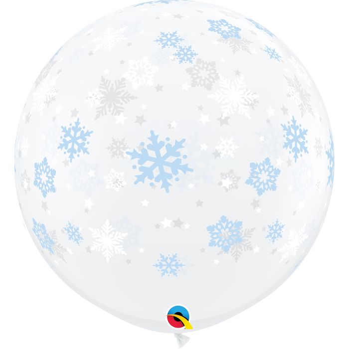 3 FT LATEX RND DECO WINTER SNOWFLAKES 2CTP